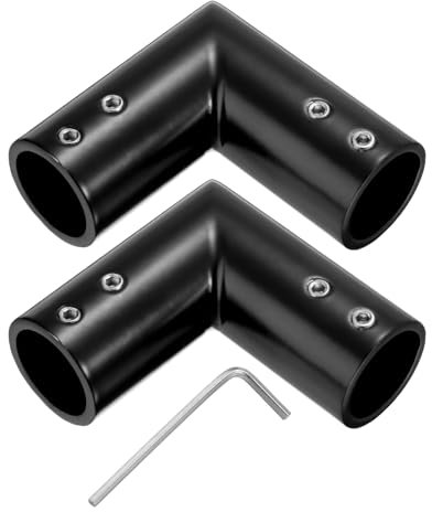 QUARKZMAN 2 Stück Verstellbare Gardinenstangen Eckverbinder 19mm Innendurchmesser 304 Edelstahl Fenster Scharnier 90 Grad Verbinder mit Sechskantschlüssel Jalousie, Schwarz