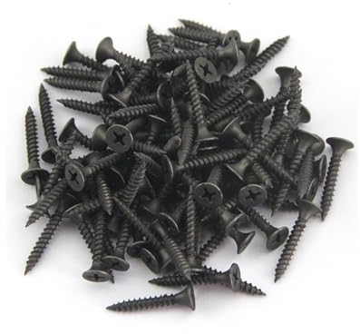 BOUMVID Vis Placo à Fixation Rapide M3.5 x 25 mm, 200 Pièces Vis Phosphatées Pour Plaque de Plâtre Sur Profilé en Acier Pour Cloisons Sèches, Vis Noires Tête en Trompette Pour Cloisons Sèches