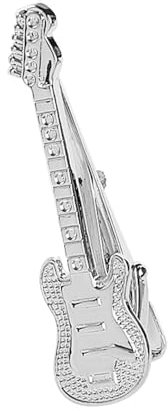 Pinces à cravate de guitare pour gentleman, mariage, affaires, occasions formelles, pinces à cravate classiques argentées tendance, pinces à cravate, fermoirs pour fête, anniversaire, cadeau délicat