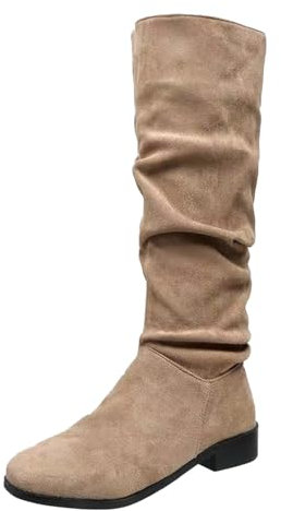 Stivali Camoscio Donna Stivali Donna Invernali Scarpe da Neve Stivaletti Donna Neri Bassi Texani Beige Stivaletti Donna Neri con Plateau Stivali Cowboy Donna Tacco A Blocchi