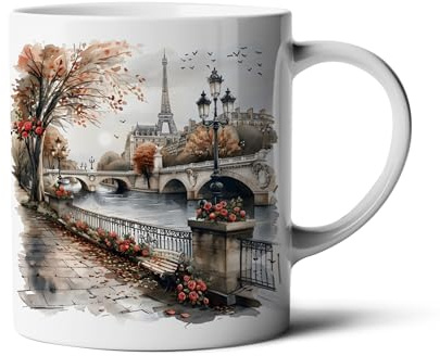 Hustling Sharks® Tasse mit Motiv - Der Eiffelturm 1-330ml Spülmaschinenfest, Keramik - weiß, Tasse mit verschiedenen Moriven vom Eiffelturm, Eiffelturm (Der Eiffelturm#3)