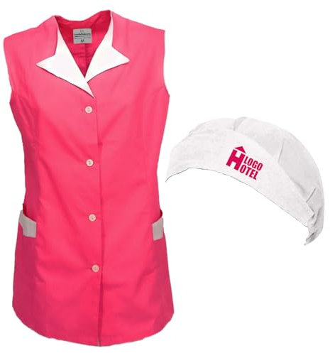 fratelliditalia.org Kit de limpieza para hotel, gorro y bata sin mangas para mujer, personalizable con logotipo y nombre