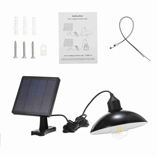Kavolet Solar Hängelampe, Solarlampen für Außen, Solar Pendelleuchte, Lampe mit solarpanel, E27 Licht Sensor, IP65 Wasserbeständigkeit für Garten Hof Terrasse Balkon Camping Hühnerstall Gewächshaus