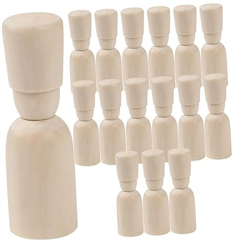 KALLORY 15pcs Unfinished Wooden Peg Dolls for DIY Safe and Natural Wooden Puppets for Creative Play for Crafting and Home Decoration