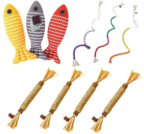 Libershine Katzenminze Spielzeug, Katzenbeißseil, 10 Stück Katzen Kauspielzeug, interaktives Katzenspielzeug für für Katzen Zahnpflege und Gegen Mundgeruch