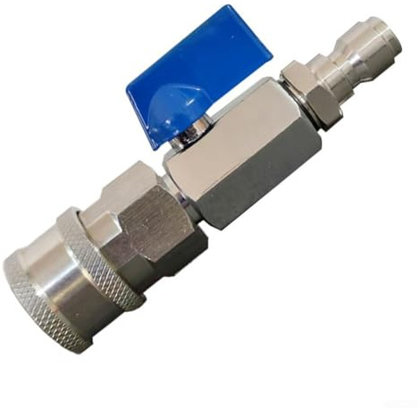 High Pressure Washer Ball Valve Kit - Stainless Steel Shut Off Valve with 1/4,3/8in Quick Connect Adapters, Leak Proof Ball Valves. for Pressure Washer, Blue Silver