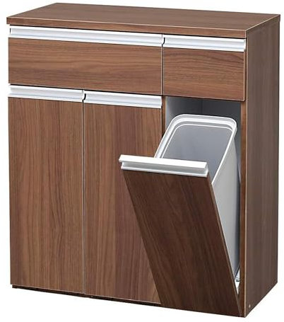 Iris Ohyama - Meuble de Tri Sélectif 3 Compartiments, 45 L, Design Moderne en Bois avec Tiroirs, Rangement pour Déchet Recyclable, Poubelle de Tri pour Cuisine, Bureau, Salle de bain, Marron, PKT-8670
