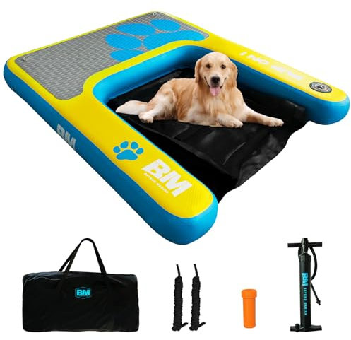 Beyond Marina Dog Pool Ramp - Pup On! Inflatable Water Ramp for Lake Docks Dog Boat Ramps Floating Pontoon Ladder Steps Up to 200 lbs Large Non-Slip EVA Platform, 4FT x 3.3FT