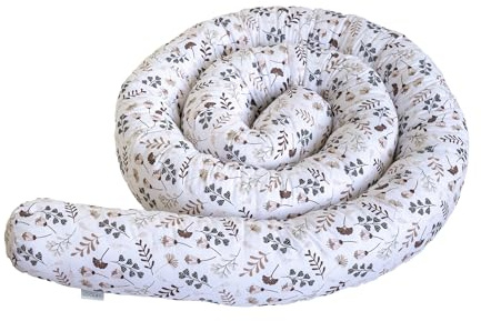 LOOLAY Stilvoller Zugluftstopper – Rolle aus Bio-Baumwolle – Handgefertigtes Deko-Kissen(Blumen Braun 400 cm)