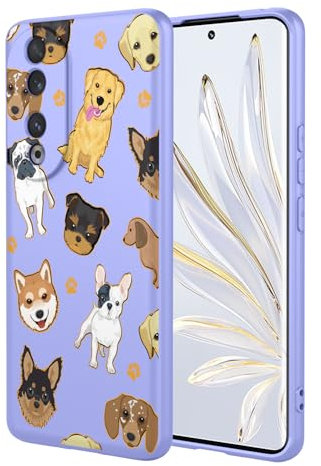 KOARWVC Phone Case for Honor 70 Case, FNE-AN00, FNE-NX9 Case Cute Dog Pattern Design Slim Protective Soft TPU Bumper Phone Cover for Honor 70 5G Purple Dog