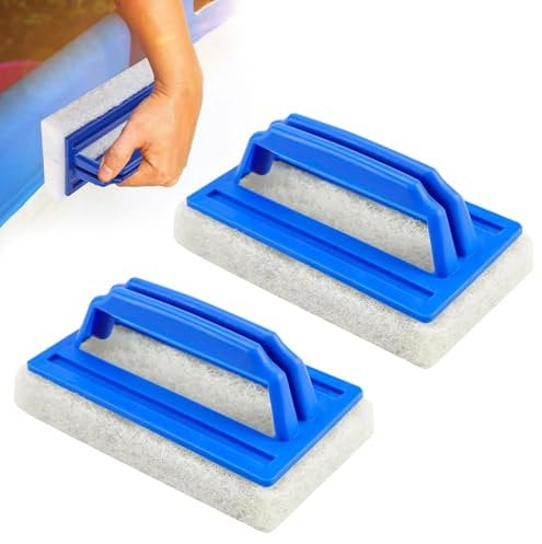 2 Stück Pool Schwamm Bürsten,Poolreinigung Handschrubber Schwimmbad Bürste Mit Griff Schwamm,Bürste Poolreinigung,Radiergummi Wasserlinie Scrubber,Poolbürsten Für Reinigen Von Schmutz Und Moos