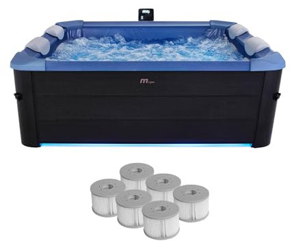 sweeek - Spa Rigide 6 Places hydromassages. 4 Coussins + 6 filtres + bâche Incluse. Oslo Sapphire. L 160 x P 160 x H 65 cm