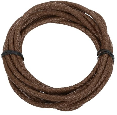 sourcing map 3.3 Yards Bolo Tie Cord 6mm Diameter Round Braided Leather Strip 3 Meters Long for Bracelet Necklace Beading, Brown