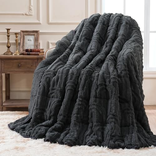Wemore Jacquard-Fleece-Gewichtsdecke, Queen-Size-Größe, 152,4 x 203,2 cm, 9 kg, ultraweiche, gemütliche Sherpa-gewichtete Decken für Erwachsene, ultra-flauschige, schwere Decke zum Schlafen, flauschig