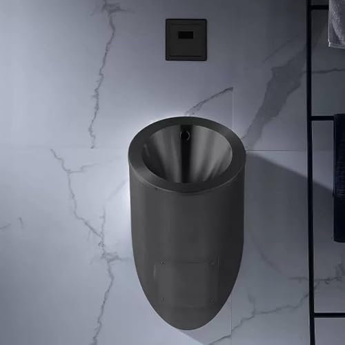 Urinario de pared, Urinario de descarga comercial para hombres, Urinarios de acero inoxidable, Urinario de lavado, Urinario de baño doméstico, Urinario con sensor de pared,Black-Urinal+Sensor