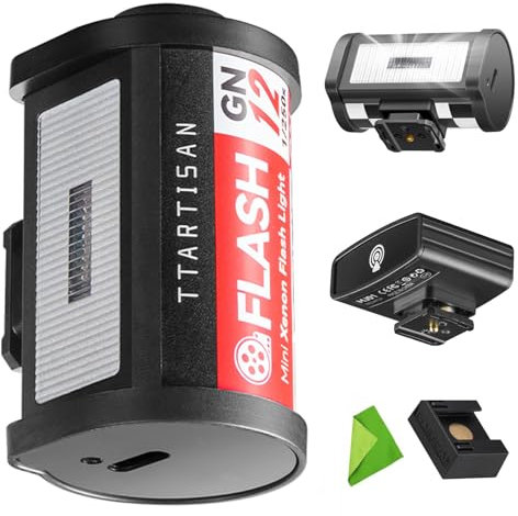 TTARTISAN M01 Mini Speedlite Flash per Fotocamera con Trigger Wireless J01, Portata 3m, GN12, 5600K±200K, Batteria Integrata, 4 Livelli di Potenza, Luce con Attacco a Slitta per Nikon, Fuji, Sony