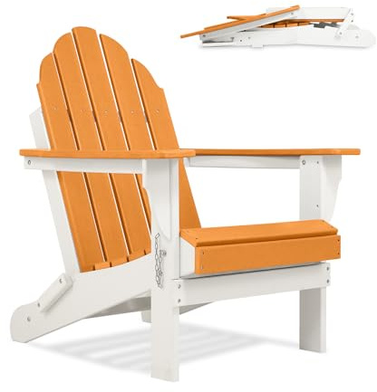 COWVIE Folding Adirondack Chair, 150KG Capacity, HDPE Adirondack Chairs, Outdoor Garden Chairs for Fire Pit, Deck, Backyard