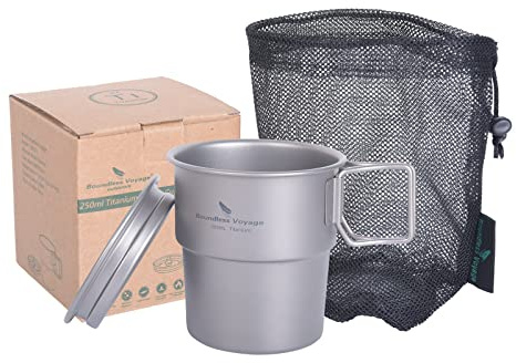 Boundless Voyage Titan Camping Becher Tragbare stapelbare Tasse im Freien Wasser Kaffeetasse mit Deckel Ti-3051-D
