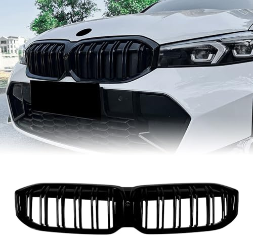 Auto Frontstoßstange Nieren Kühlergrill Doppellinie für BMW G20 G21 G28 LCI 2023-2026 Glanz Schwarz