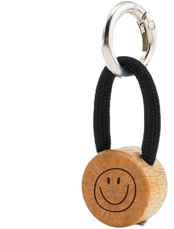 GIPFELWELLE Holz Schlüssel Anhänger Kette Ring Paracord mit Gravur, handgemacht, Damen Herren