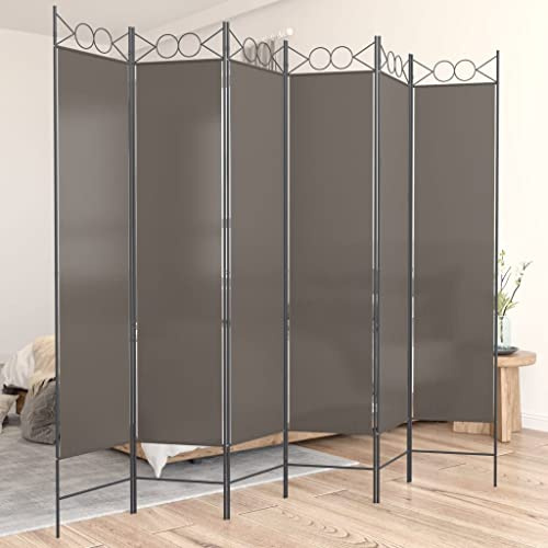 HFXHIJXQ Raumteiler Anthrazit 240x200 cm Faltbarer Paravent aus atmungsaktivem Polyester mit 6 Paneelen Modernes Design & platzsparend für Living Room Schlafzimmer Büro Balkon