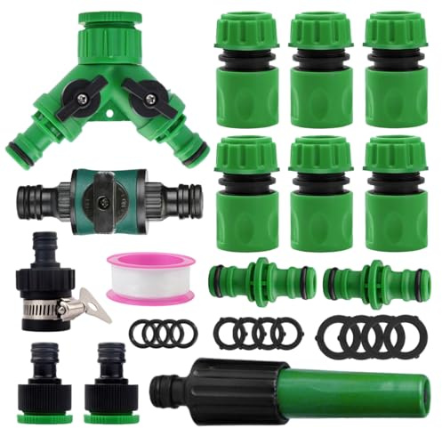 15 Stück Gartenschlauch Anschluss Set, Schlauchverbinder Set, 1/2 Zoll Doppelstecker Gartenschlauch Anschluss Verbindungsstück, Adapter Wasserschlauch Anschlus für Garten und Haus Wasserhahn