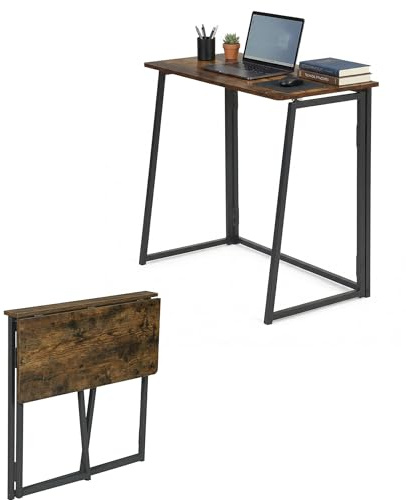 Soayone Klappbarer Schreibtisch 80×40×70 cm Desk Console Table Kleiner Klapptisch für Home Office Wohnzimmer Arbeitszimmer und Essbereich(Vintage-Braun)
