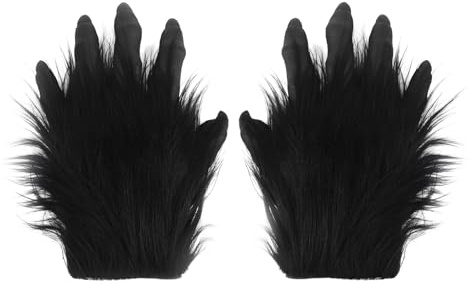 OhMill Gorilla Kostüm Handschuhe Schwarz Latex Affe Handschuhe Kostüm Gorilla Handschuhe Kostüme Tier Pfoten Handschuhe