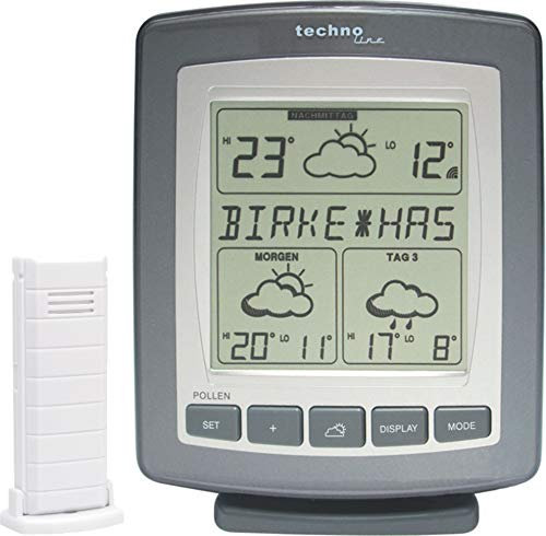 WetterDirekt Wetterstation WD 9565 mit Innen-/Außentemperaturanzeige, Wettervorhersage für 3 Tage und Pollenfluganzeige