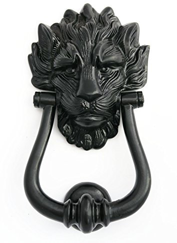 Castelion® Large Black Cast Iron Lion's Head Door Knocker | Number 10 Downing Street Lion Knocker | High Quality Home Accessories | | Easy to Attach Home Decor | 23cm (9)