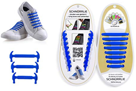 SCHNÜRRLIE Schnürsenkel - elastische Silikon Schnürsenkel - Schuhband ohne Schuhe Binden - Flache Gummi Schnürbänder für Kinder und Erwachsene - Blau