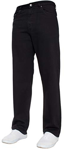 Mens Straight Leg Basic Heavy Work Jeans Denim Pants All Waist Big Sizes Black 38 W X28L