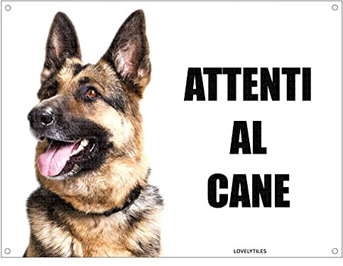 PASTORE TEDESCO attenti al cane mod 4 TARGA cartello IN METALLO (15X20)