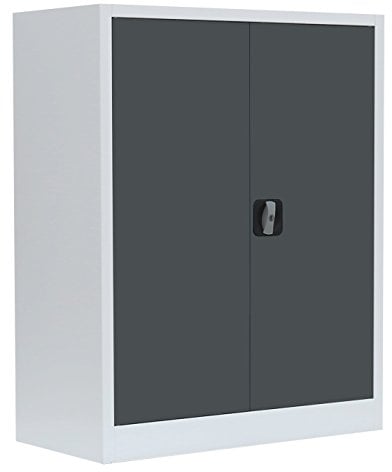 Flügeltürenschrank komplett montiert Metallschrank abschließbar 100x80x38cm Lagerschrank Aktenschrank 2 Fachböden 530318 grau/anthrazit