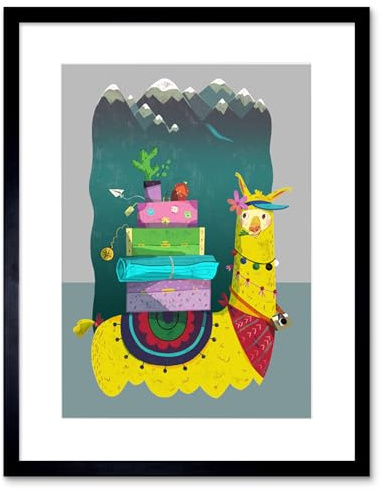 Wee Blue Coo Travelling Llama Framed Art Print