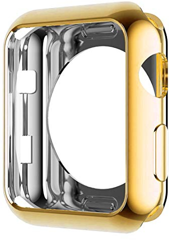 HANKN Funda para Apple Watch Series 3 2 1 42mm, TPU Suave Chapado Iwatch [Sin Protector de Pantalla Frontal] (Oro, 42mm)