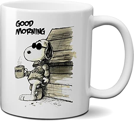 Mugtime (TM - Cartoon Good Morning - Joe Cool - Mug Cup Coffee Tea Funny Gifts Cute - Ceramic 330ml