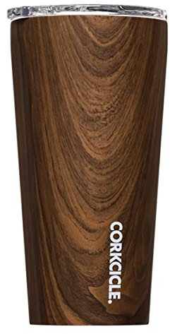 Corkcicle Tumbler - Triple Insulated Stainless Steel Travel Mug with Shatterproof Lid - Leakproof, Reusable, BPA-Free, Dishwasher Safe - Walnut Wood, 475ml/16oz