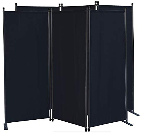 QUICK STAR 2 pièces Paravent 170 x 165 cm Séparateur de Tissu Jardin en 3 Parties Pliable Balcon Écran de confidentialité partition Noir