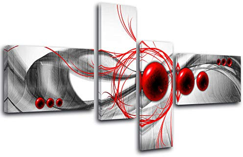 DECLINA, Deko-Bild, Wanddekoration Wohnzimmer, Druckbild, abstrakte Leinwand, Sirius, 200 x 100 cm, Rot