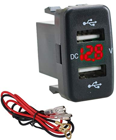 Zócalo de poder dual del voltímetro del cargador del zócalo de los puertos de USB 12V-24V 4.2A para Toyota (Color : Red)