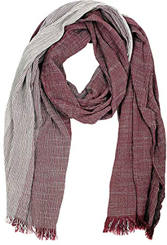 Bovari Herren Schal – Baumwolle Viskose Mix – mehrfarbiger Streifen Schal - Ganzjahresschal – soft/weich (Rot)