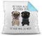 Mops-Kissen mit Spruch Mit einem Mops an deiner Seite, ist kein Weg zu weit! - Kissenbezug inkl. Kissenfüllung/Hund/Tier/Pug/Cup/Rückseite Himmelblau