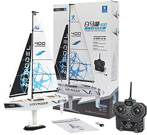 PLAYSTEM Voyager 400 RC Controlled Wind Powered Sailboat in Blue - 21 tall