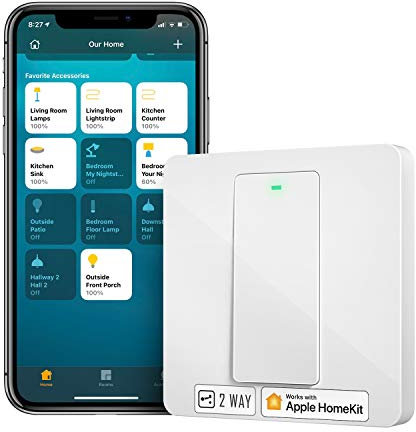 Meross Interruptor de Pared Inteligente, 2 Vías, 1 Canal, Wi-Fi Interruptor, Compatible con Apple HomeKit Siri, Alexa Echo, Google Home y SmartThings, MSS550XHK (Se Requiere un Cable Neutral).