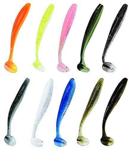 Soft Fishing Lures, 100PCS/50PCS Soft Plastic Baits Kit with Box for Fishing Trout Redfish Saltwater/Freshwater, 10 Mixed Colors/5Mixed Colors (100PCS/7cm/2g)