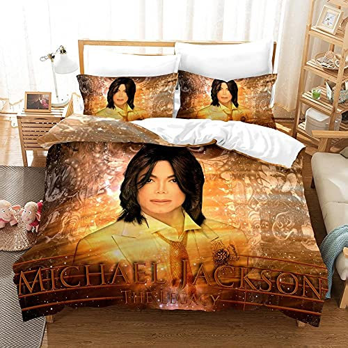LWLFC Bettwäsche 155 X 220 Michael Jackson Bettbezug Set 3D,Bettbezüge Mikrofaser Bettbezug mit Reißverschluss und 2 Kissenbezug 80X80cm,Bettbezug Jugendliche,Bettwäsche-Sets Modern