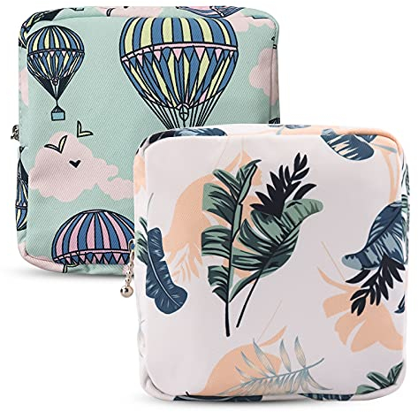 Tampon Aufbewahrung Box,2 Stück Plastik Tampon Damenbinden Box 15*4.5*2.5cm Tampon Aufbewahrung Tasche Box für Mädchen, Frauen, Damen (Ballon)