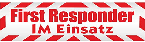 INDIGOS UG - Magnetschild Auto First Responder im Einsatz mit Rahmen 60 x 16 cm rot - Magnetfolie LKW Truck Transporter Baustellenfahrzeug Firmenwagen - flexibel abnehmbar, wetterfest