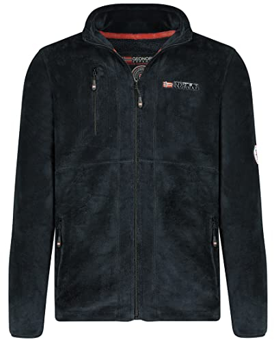 Geographical Norway Upload Men - Giacca Uomo Pile Sottile Zip - Giacca Calda L'Autunno Inverno Primavera - Maglione Pelliccia Maniche Lunghe - Morbido Comfort All'Aperto (Nero M)